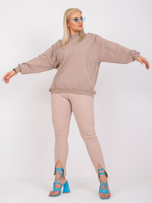 Ciemnobeżowa bluza plus size basic