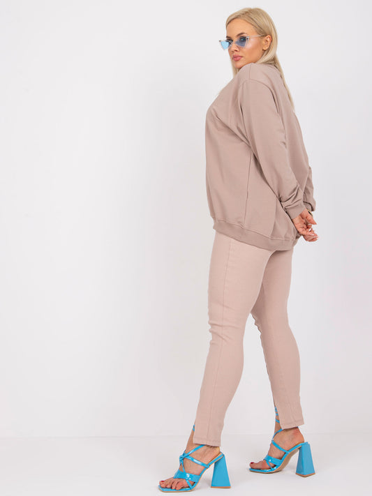 Ciemnobeżowa bluza plus size basic