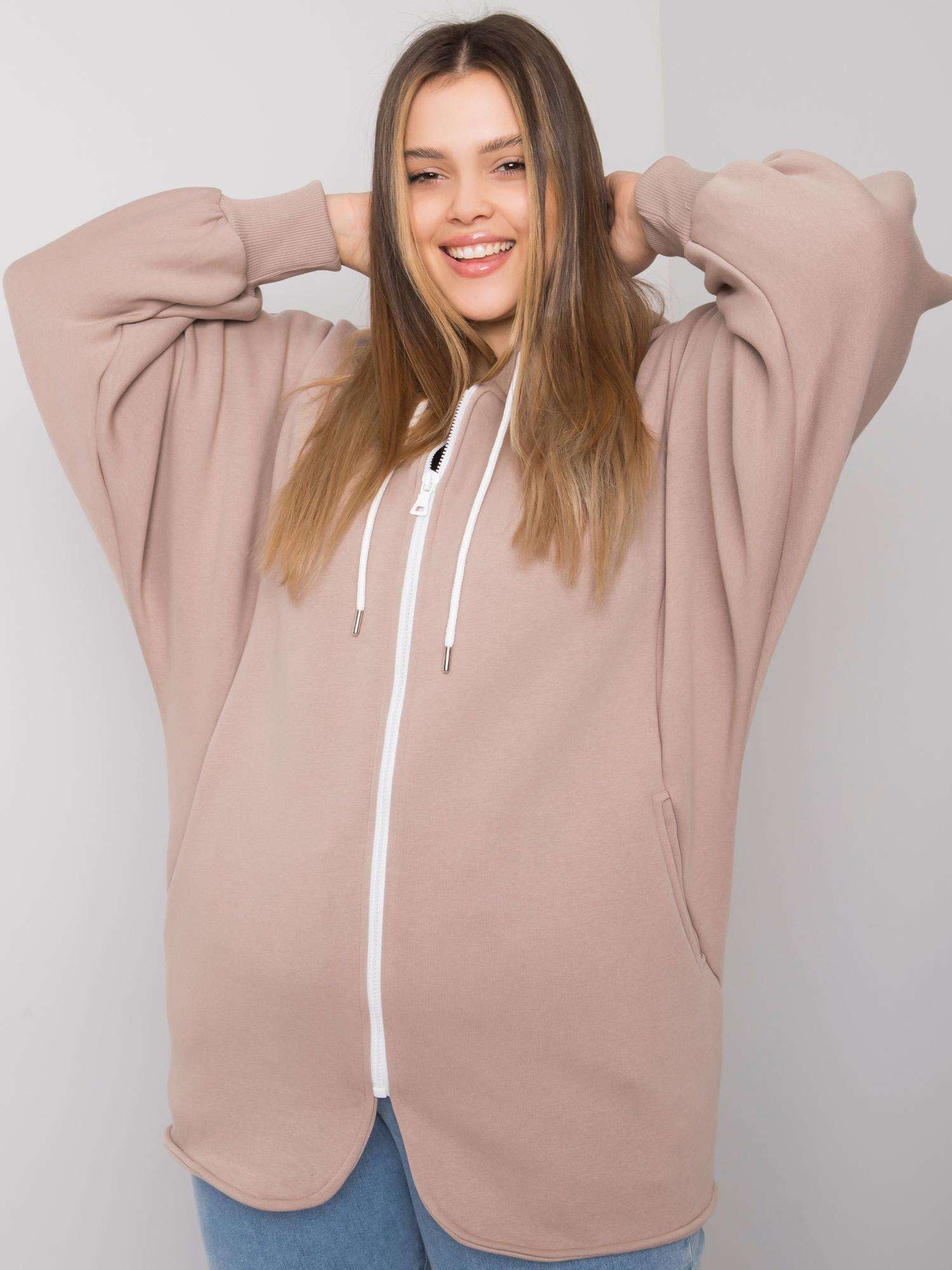 Ciemnobeżowa bluza plus size z kieszeniami