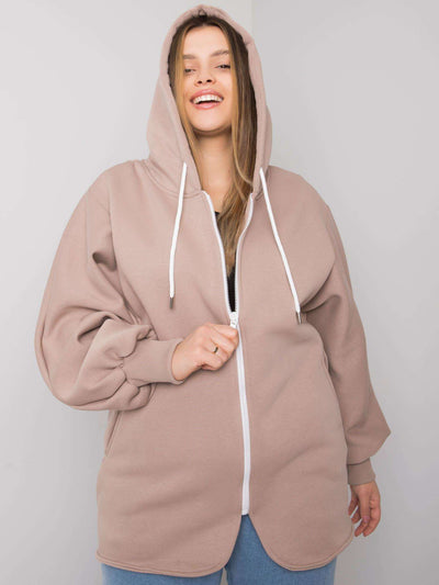 Ciemnobeżowa bluza plus size z kieszeniami