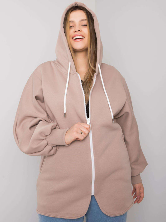 Ciemnobeżowa bluza plus size z kieszeniami