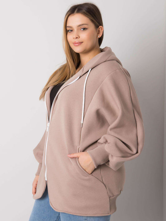 Ciemnobeżowa bluza plus size z kieszeniami
