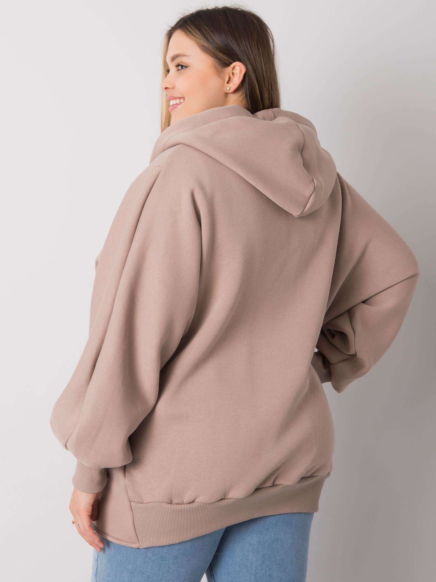Ciemnobeżowa bluza plus size z kieszeniami