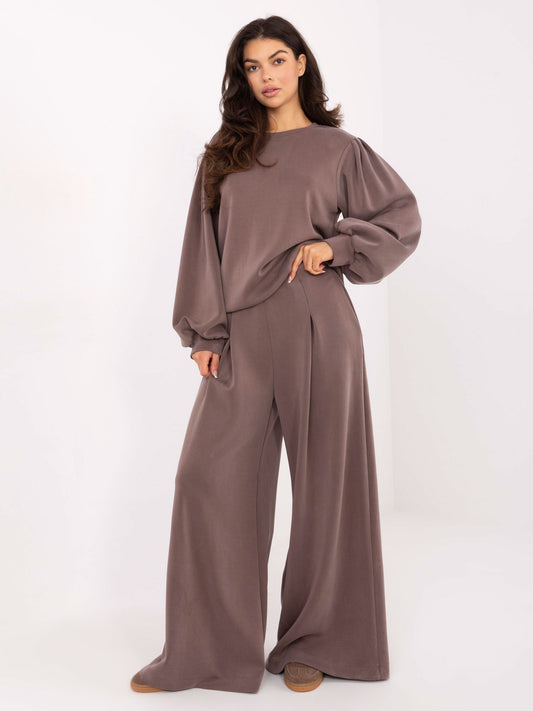 Ciemnobeżowa bluza oversize od kompletu