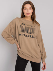 Ciemnobeżowa bluza z printem