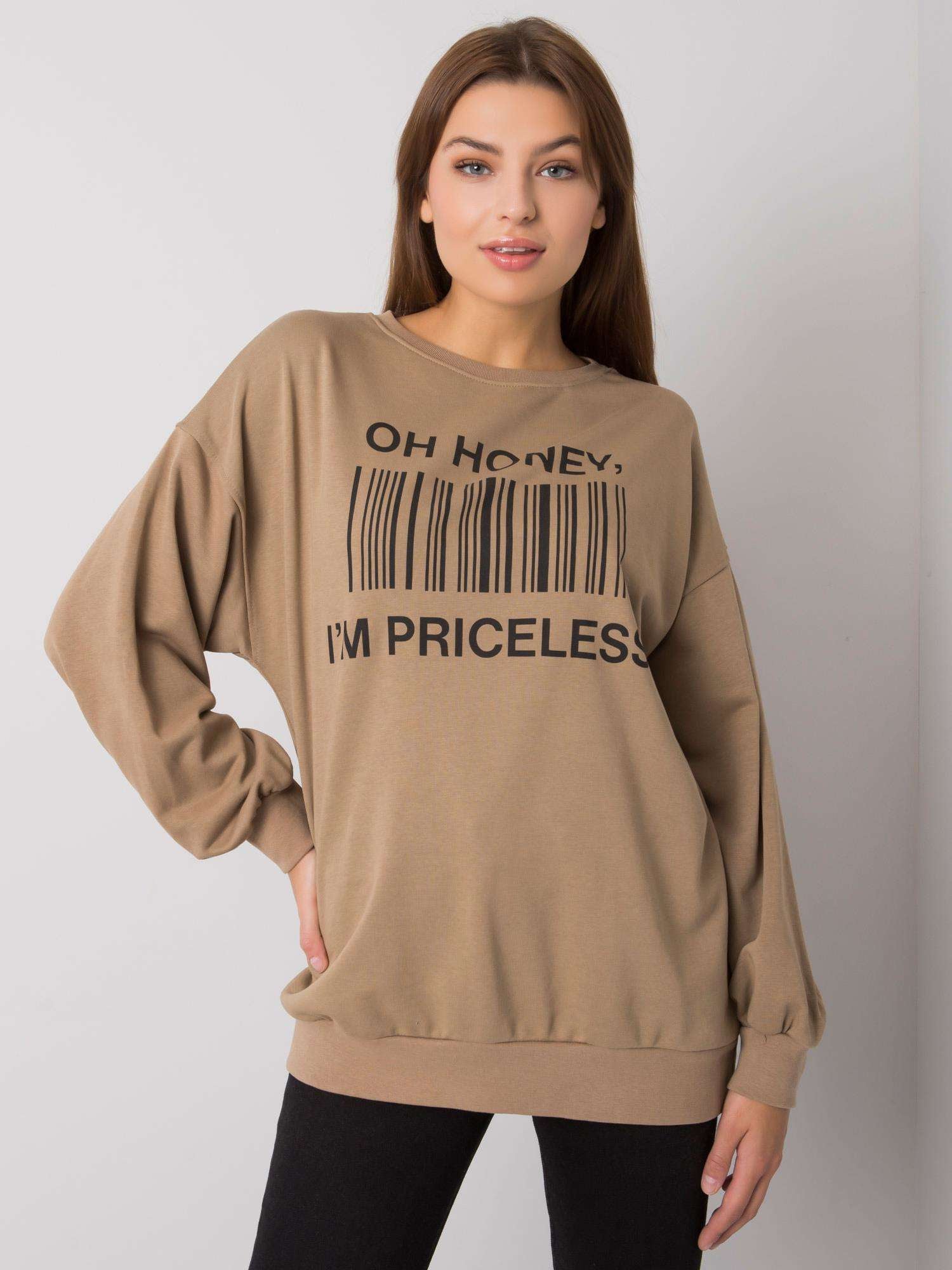 Ciemnobeżowa bluza z printem