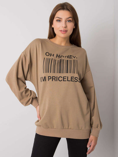 Ciemnobeżowa bluza z printem