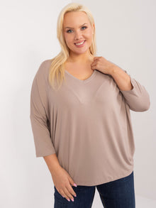 Ciemnobeżowa bluzka plus size z wiskozy