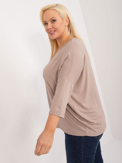 Ciemnobeżowa bluzka plus size z wiskozy