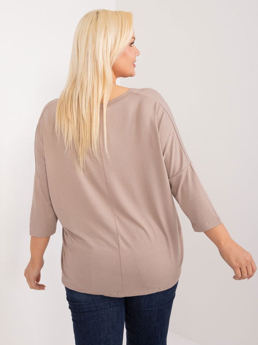 Ciemnobeżowa bluzka plus size z wiskozy