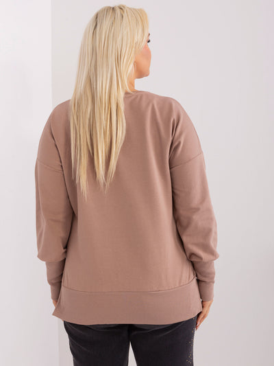 Ciemnobeżowa bluzka plus size z rozcięciami
