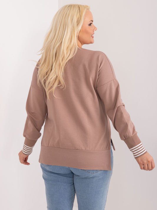 Ciemnobeżowa bluzka plus size z rozcięciami