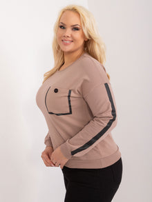 Ciemnobeżowa bluzka plus size z bawełny