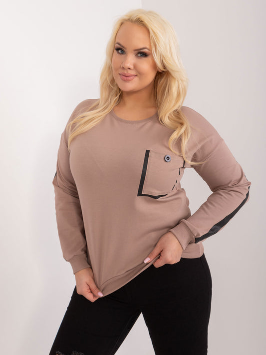 Ciemnobeżowa bluzka plus size z bawełny