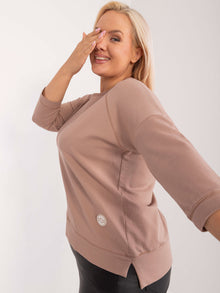 Ciemnobeżowa bluzka plus size z bawełny