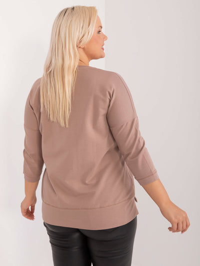 Ciemnobeżowa bluzka plus size z bawełny