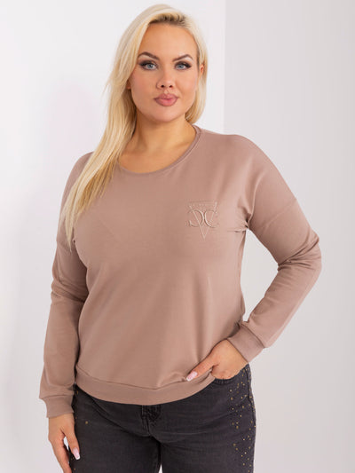 Ciemnobeżowa bawełniana bluzka plus size