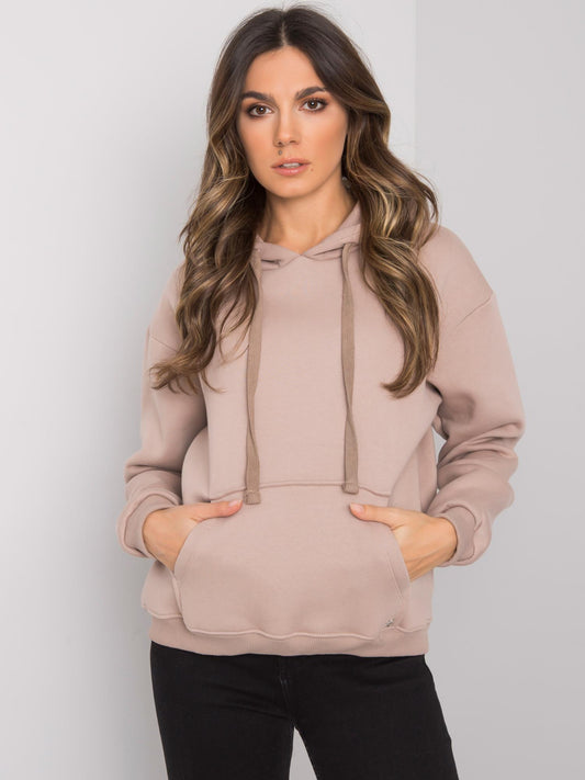 Ciemnobeżowa bluza kangurka basic