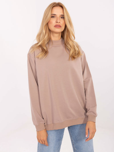 BASIC FEEL GOOD Ciemnobeżowa damska bluza z półgolfem