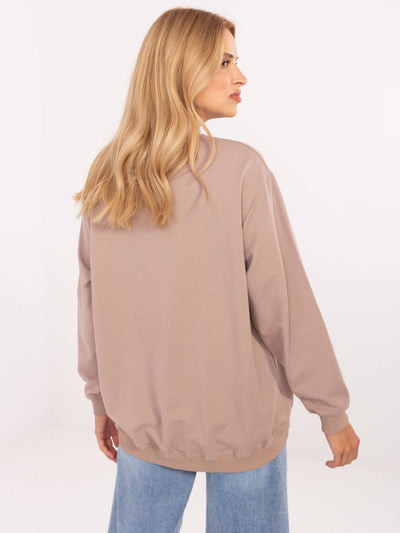 BASIC FEEL GOOD Ciemnobeżowa damska bluza z półgolfem