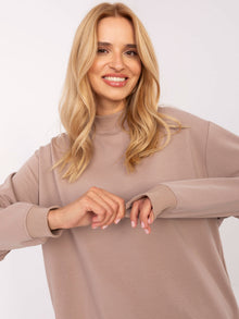 BASIC FEEL GOOD Ciemnobeżowa damska bluza z półgolfem