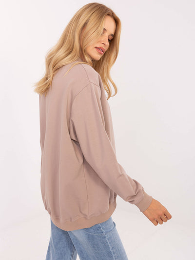 BASIC FEEL GOOD Ciemnobeżowa damska bluza z półgolfem
