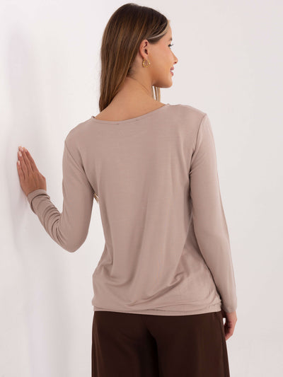 Ciemnobeżowa damska bluzka longsleeve