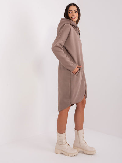 Ciemnobeżowa bluza basic z kapturem Tina RUE PARIS