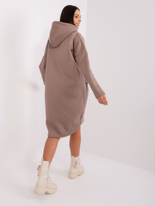 Ciemnobeżowa bluza basic z kapturem Tina RUE PARIS