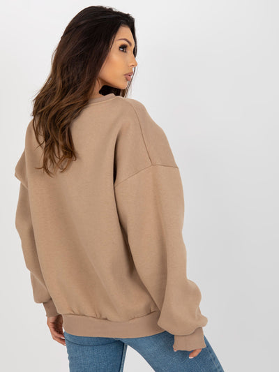 Ciemnobeżowa bluza bez kaptura o kroju oversize