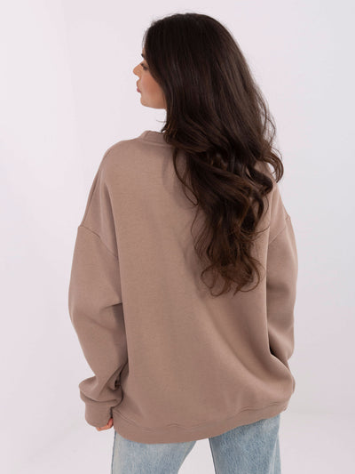 RUE PARIS Ciemnobeżowa bluza oversize z napisem chocolate