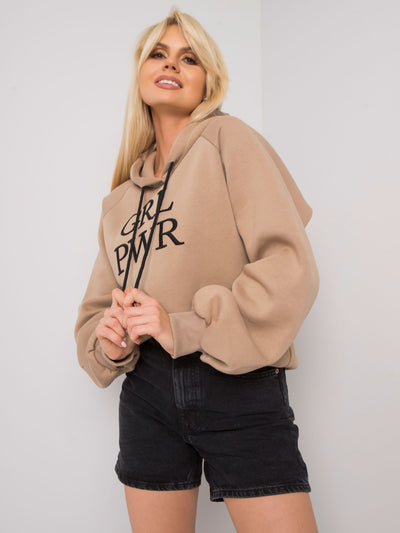 Ciemnobeżowa ocieplana bluza dresowa oversize