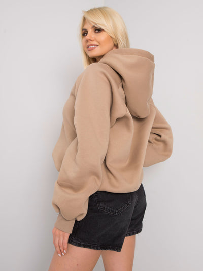 Ciemnobeżowa ocieplana bluza dresowa oversize