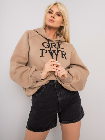 Ciemnobeżowa ocieplana bluza dresowa oversize
