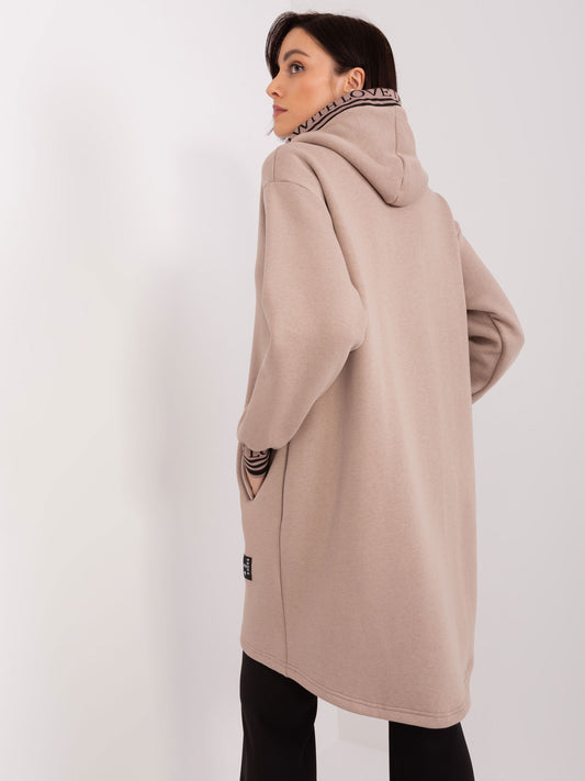 Ciemnobeżowa długa bluza rozpinana