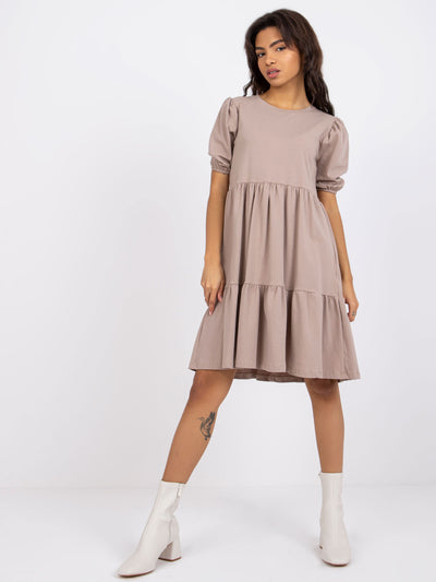 RUE PARIS Ciemnobeżowa sukienka oversize
