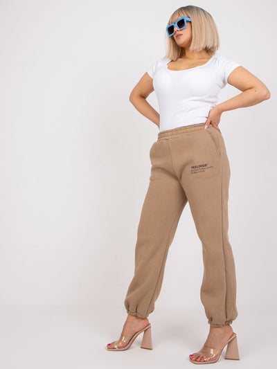 Ciemnobeżowe dresowe spodnie plus size