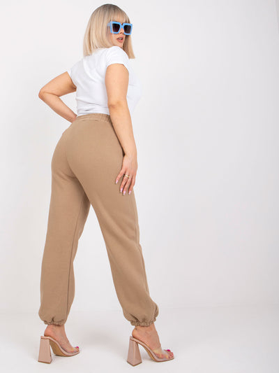 Ciemnobeżowe dresowe spodnie plus size