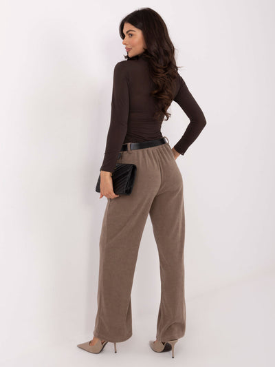 Ciemnobeżowe sztruksowe spodnie z kieszeniami