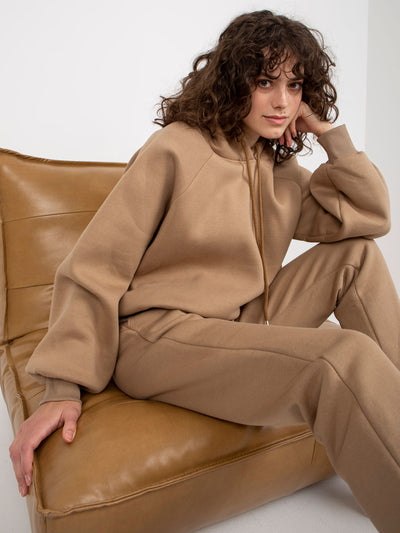 Ciemnobeżowy dresowy komplet basic oversize