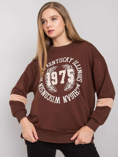 Ciemnobrązowa bawełniana bluza oversize z nadrukiem