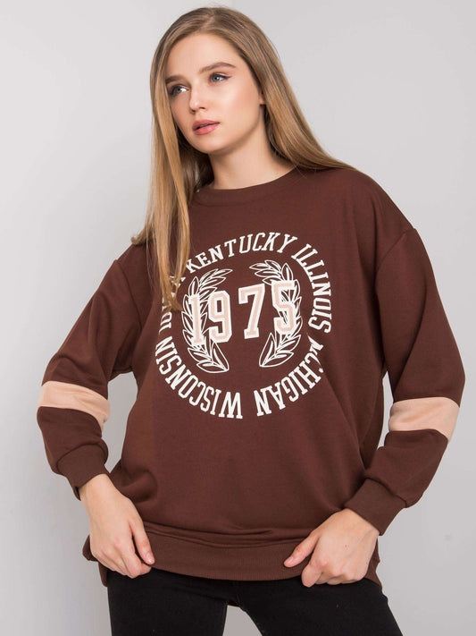Ciemnobrązowa bawełniana bluza oversize z nadrukiem