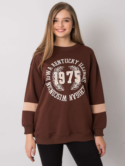 Ciemnobrązowa bawełniana bluza oversize z nadrukiem