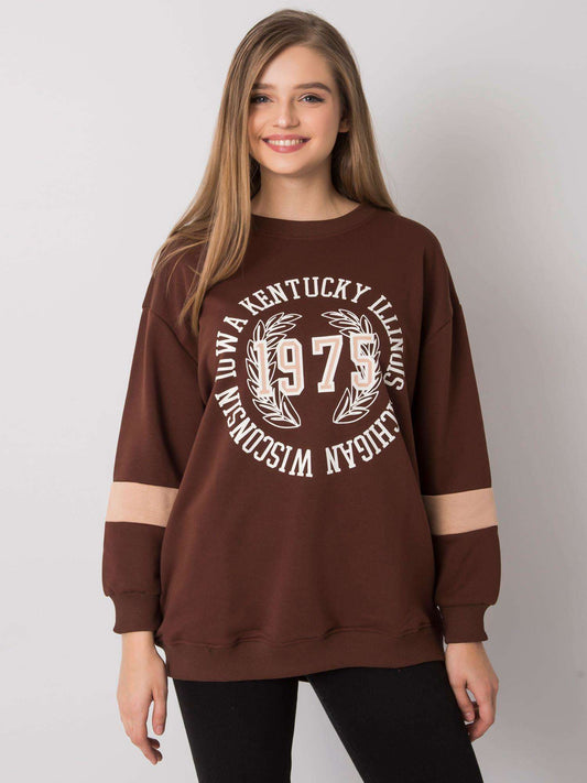 Ciemnobrązowa bawełniana bluza oversize z nadrukiem