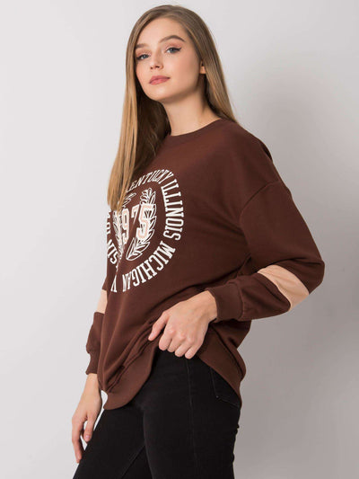 Ciemnobrązowa bawełniana bluza oversize z nadrukiem