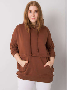 Ciemnobrązowa bluza kangurka plus size