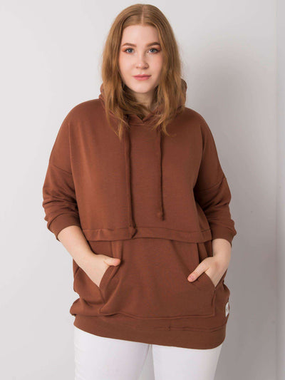 Ciemnobrązowa bluza kangurka plus size