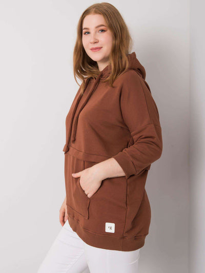 Ciemnobrązowa bluza kangurka plus size