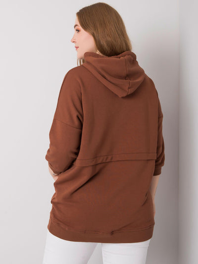Ciemnobrązowa bluza kangurka plus size