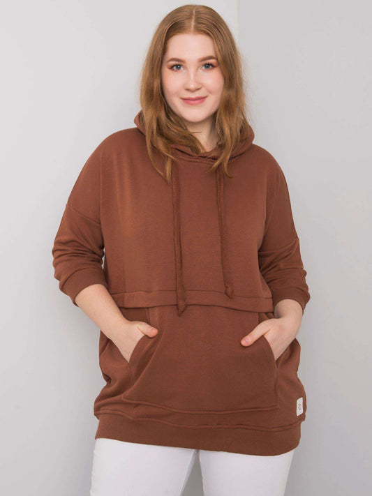 Ciemnobrązowa bluza kangurka plus size
